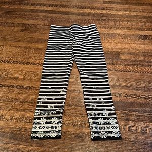 Crewcuts striped legging with glitter flowers nwot